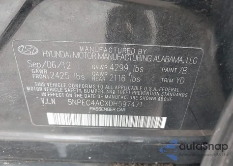 2013 Hyundai Sonata Limited из США, поврежденный, VIN 5NPEC4ACXDH597471